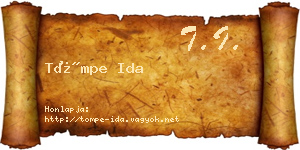 Tömpe Ida névjegykártya